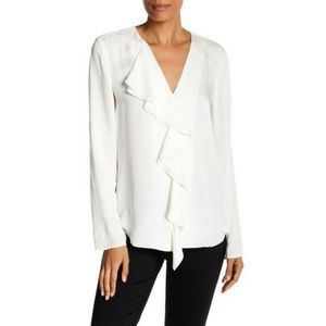 Theory Jastrid Modern Silk Ruffled Blouse